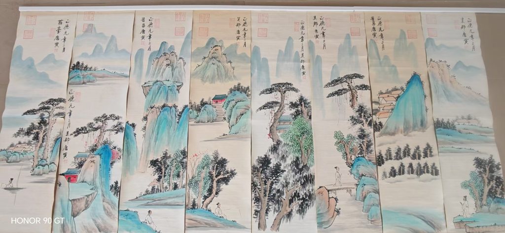 图片[1]-唐寅《山水图》八条屏-嘉诚艺术