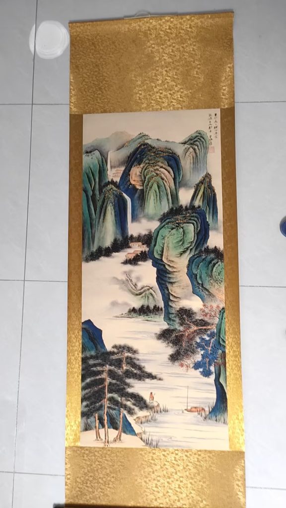 图片[1]-张大千《夏夕观山景》-嘉诚艺术