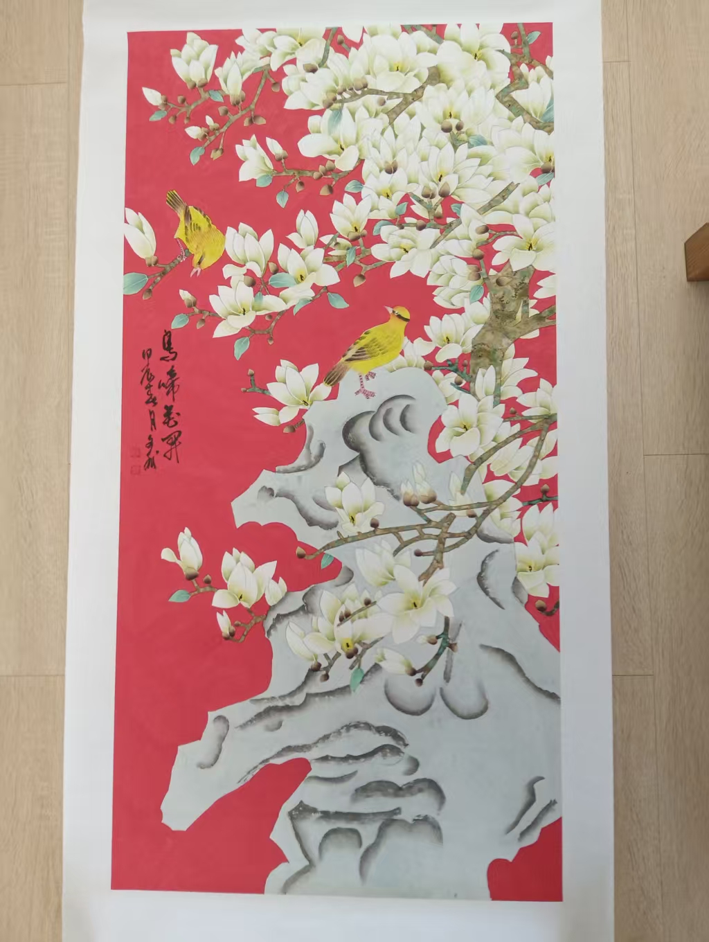 赵文斌《鸟啼花开》-嘉诚艺术