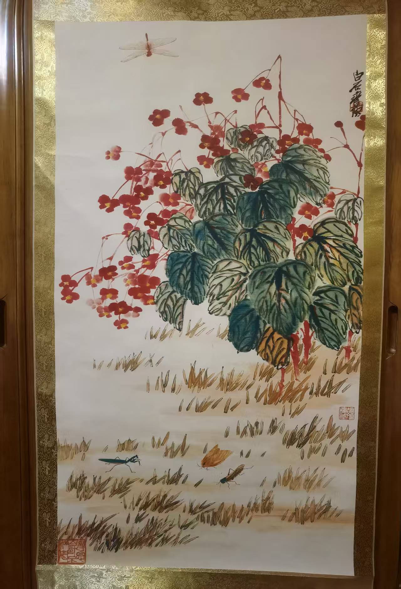 齐白石《海棠秋声》-嘉诚艺术