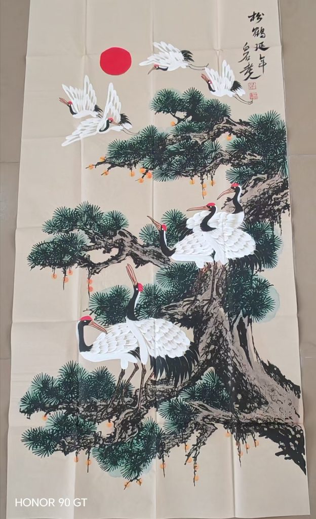 图片[1]-齐白石《松鹤延年》-嘉诚艺术