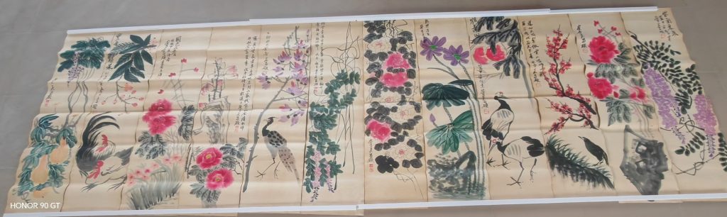图片[1]-吴昌硕《花鸟图》十二条屏-嘉诚艺术