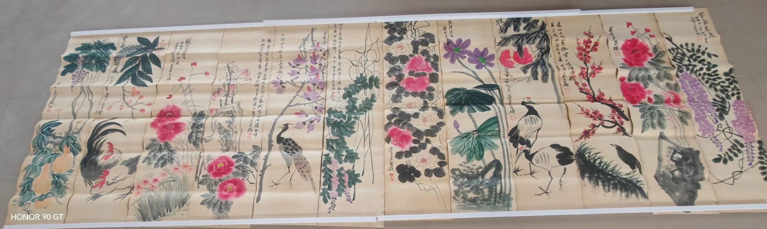 吴昌硕《花鸟图》十二条屏-嘉诚艺术