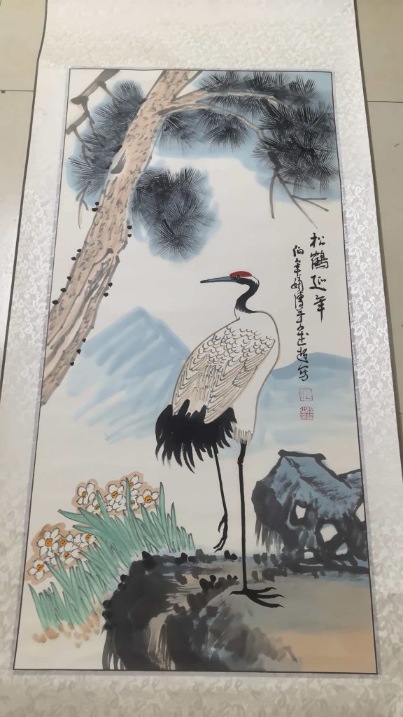 图片[1]-彭述超《松鹤延年》-嘉诚艺术