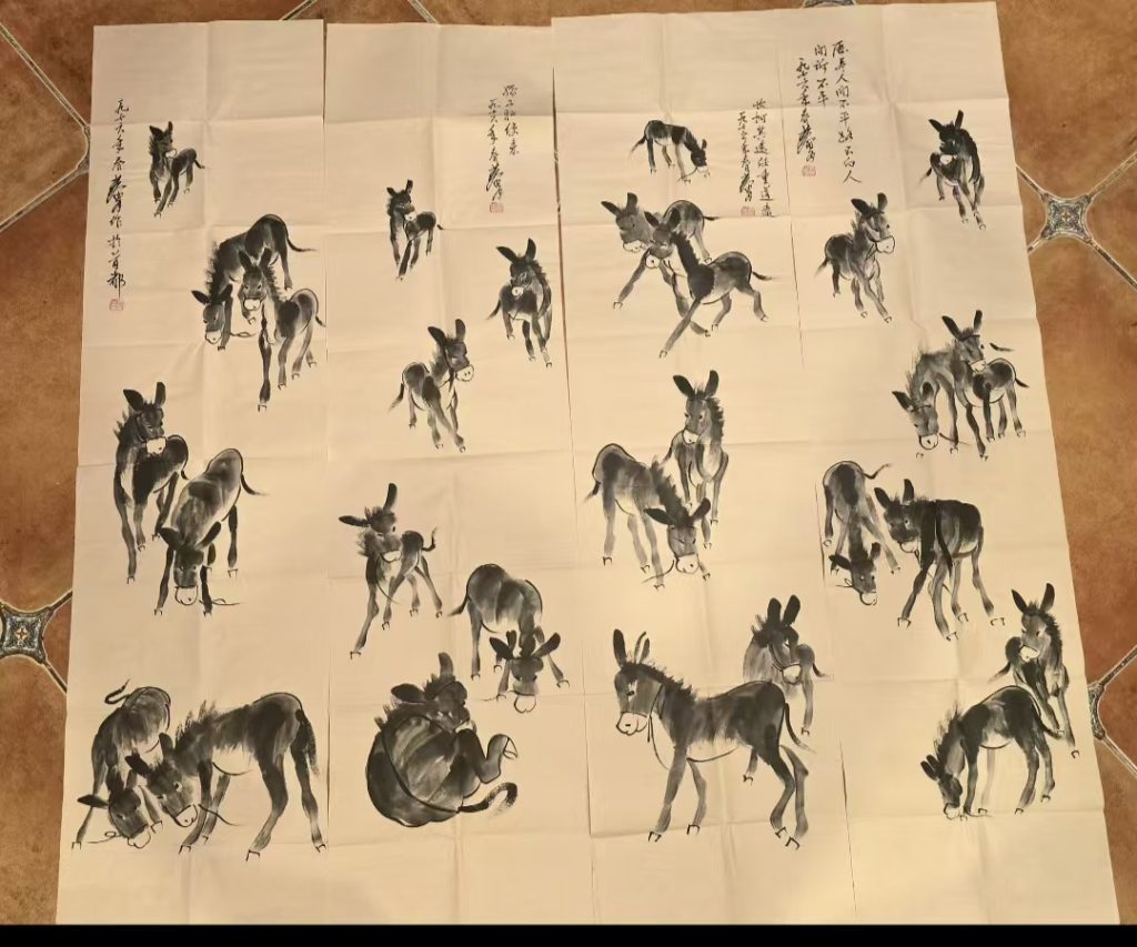 图片[1]-黄胄《群驴图》四条屏-嘉诚艺术