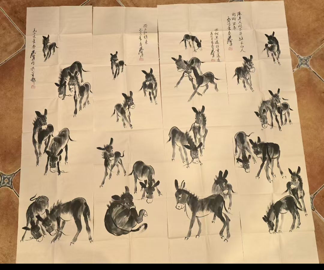 黄胄《群驴图》四条屏-嘉诚艺术