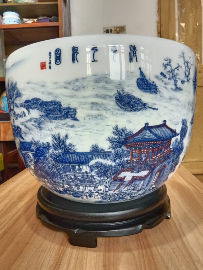 图片[1]-王锡良、王采《清明上河图》瓷缸-嘉诚艺术