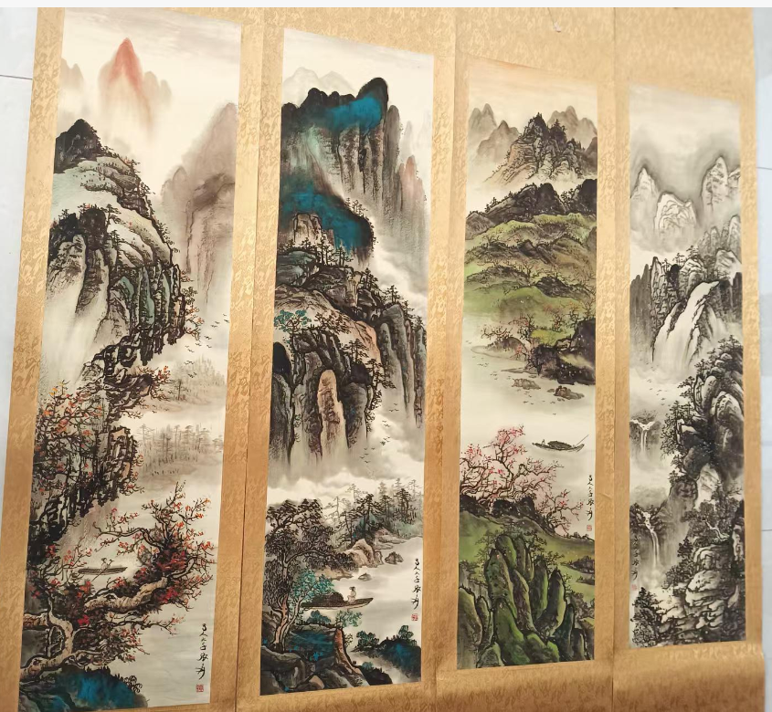 张大千《山水图》四条屏-嘉诚艺术