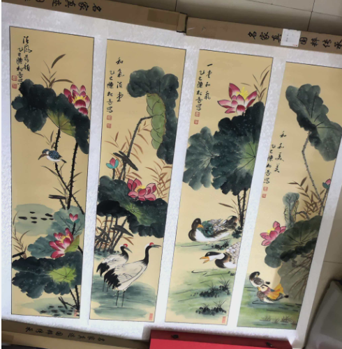 陈松芳《和气满堂》四条屏-嘉诚艺术