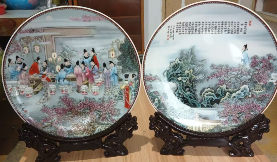 张松茂《夜宴戏景、李白游园》对盘-嘉诚艺术