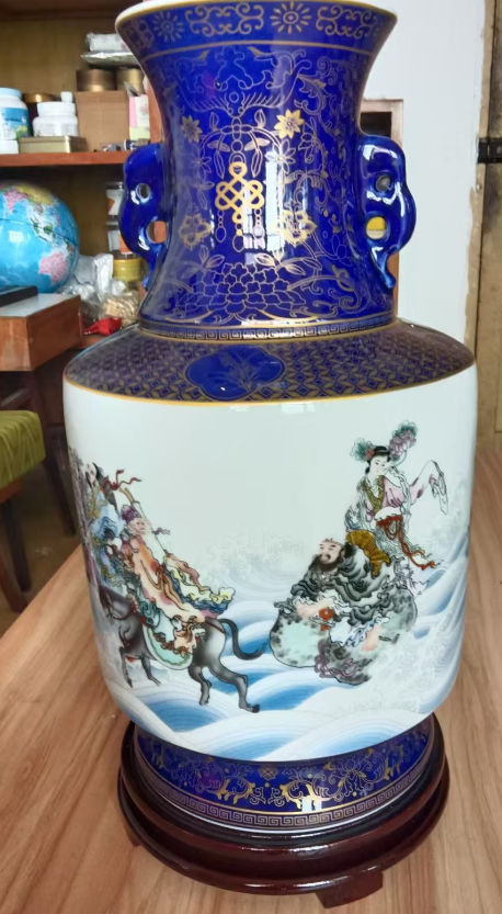 王锡良《八仙过海》瓷雕尊-嘉诚艺术