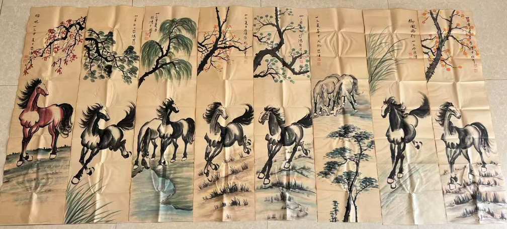 徐悲鸿《八骏图》八条屏-嘉诚艺术