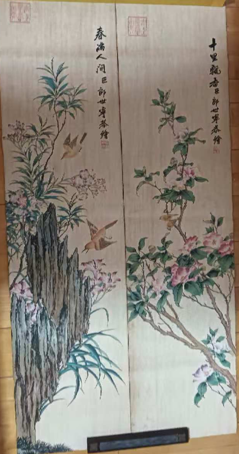 图片[1]-郎世宁《花鸟图》十二条屏-嘉诚艺术
