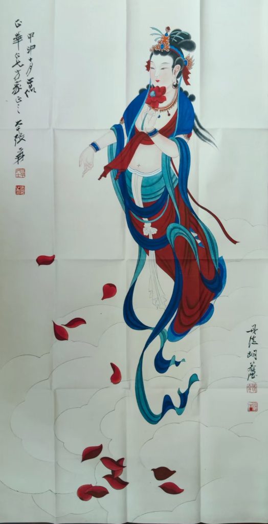 图片[1]-张大千《飞天仙女》-嘉诚艺术