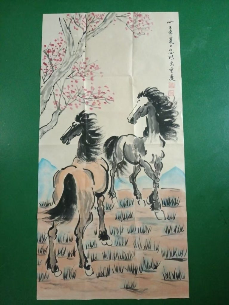 图片[1]-徐悲鸿《双骏图》-嘉诚艺术