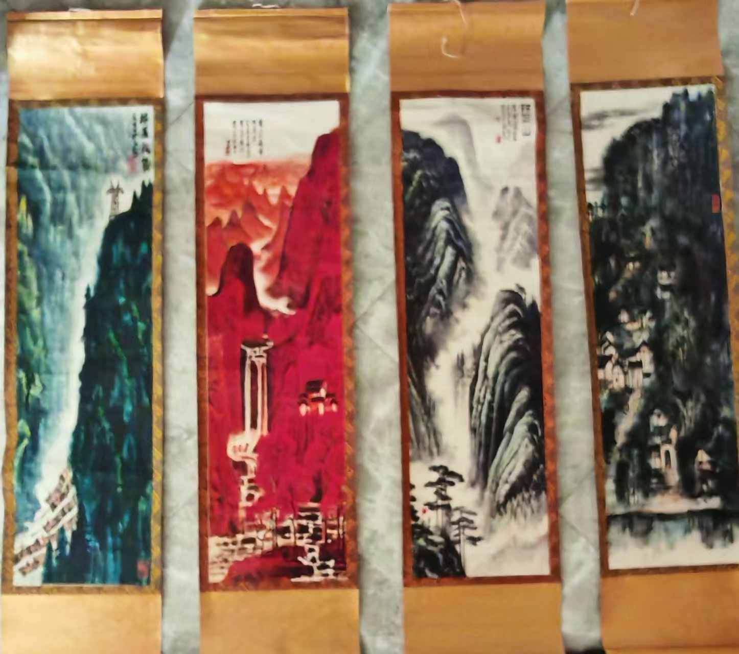 李可染《山水图》四条屏-嘉诚艺术