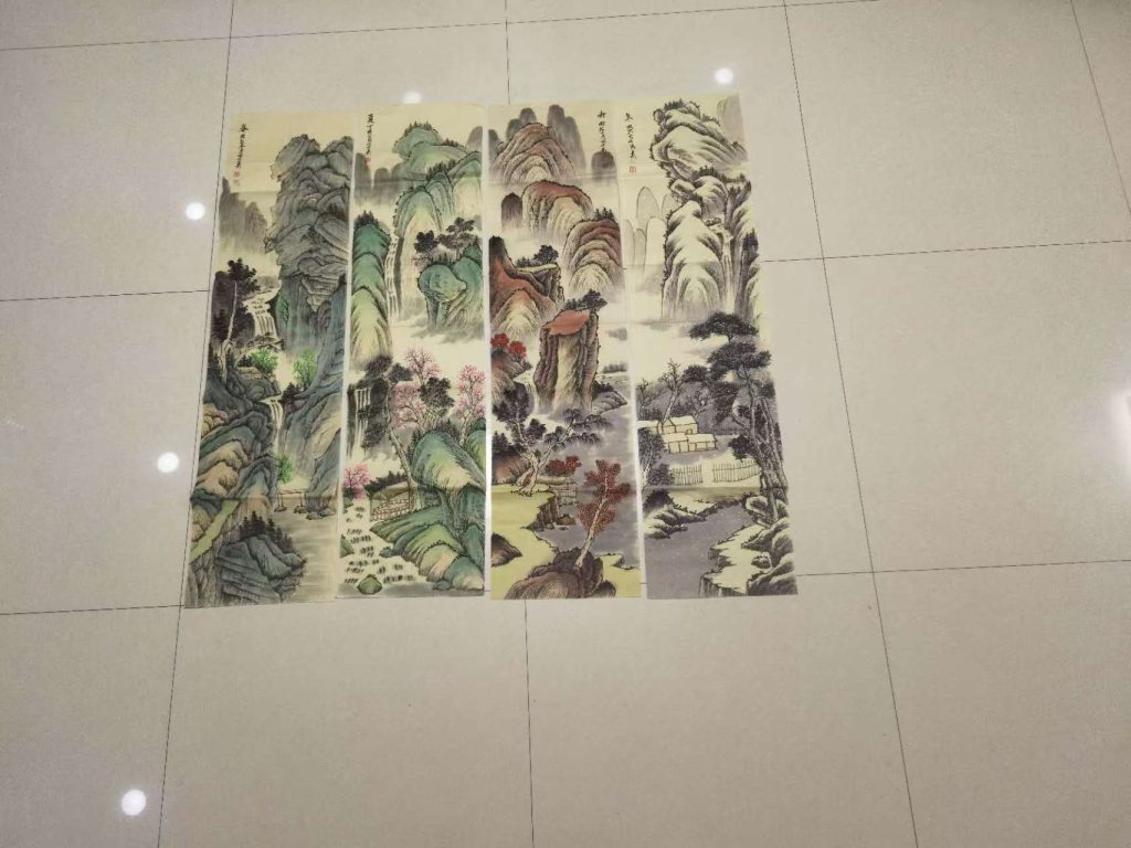 图片[1]-张大千《山水图》四条屏-嘉诚艺术