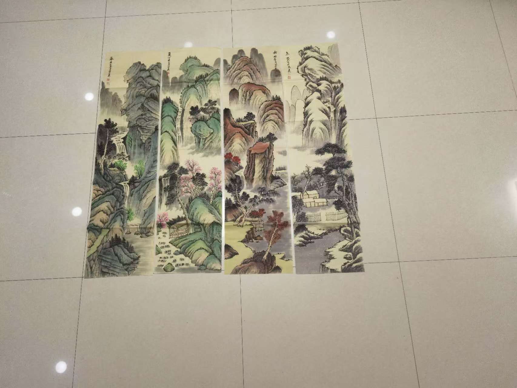 张大千《山水图》四条屏-嘉诚艺术