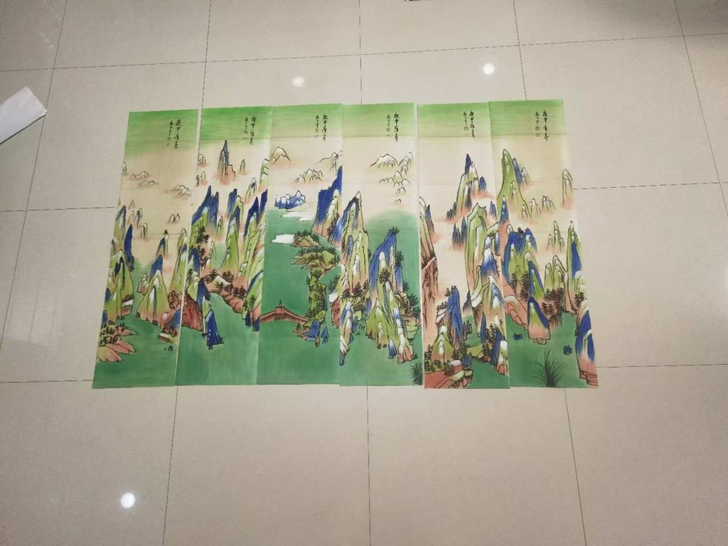 图片[1]-张大千《山水图》六条屏-嘉诚艺术