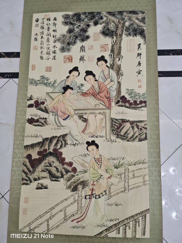 图片[1]-唐寅《仕女对弈图》-嘉诚艺术