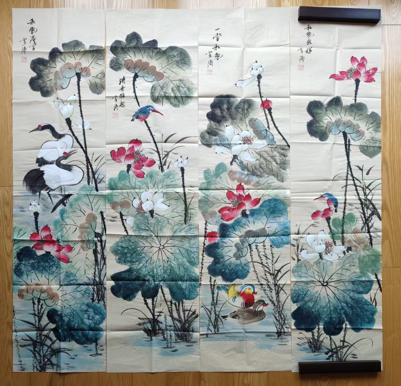 王雪涛《花鸟图》四条屏-嘉诚艺术