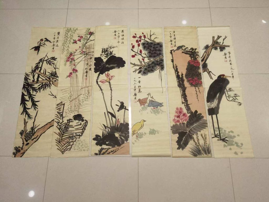 图片[1]-潘天寿《花鸟图》十二条屏-嘉诚艺术