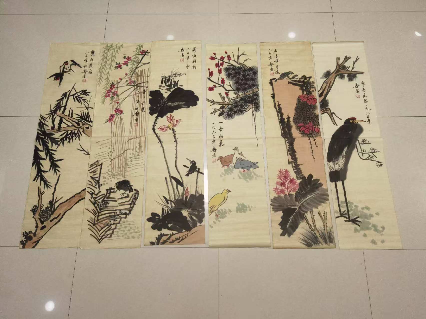 潘天寿《花鸟图》十二条屏-嘉诚艺术