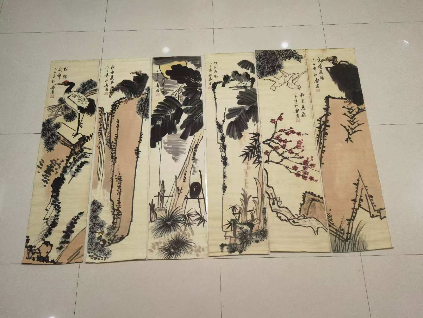 潘天寿《花鸟图》十二条屏