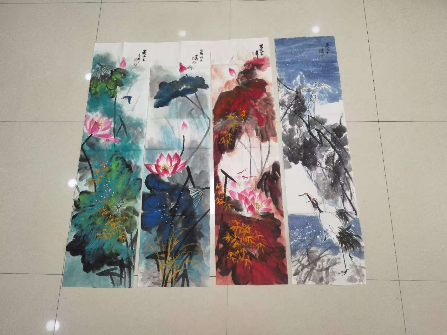黄永玉《荷花图》四条屏-嘉诚艺术