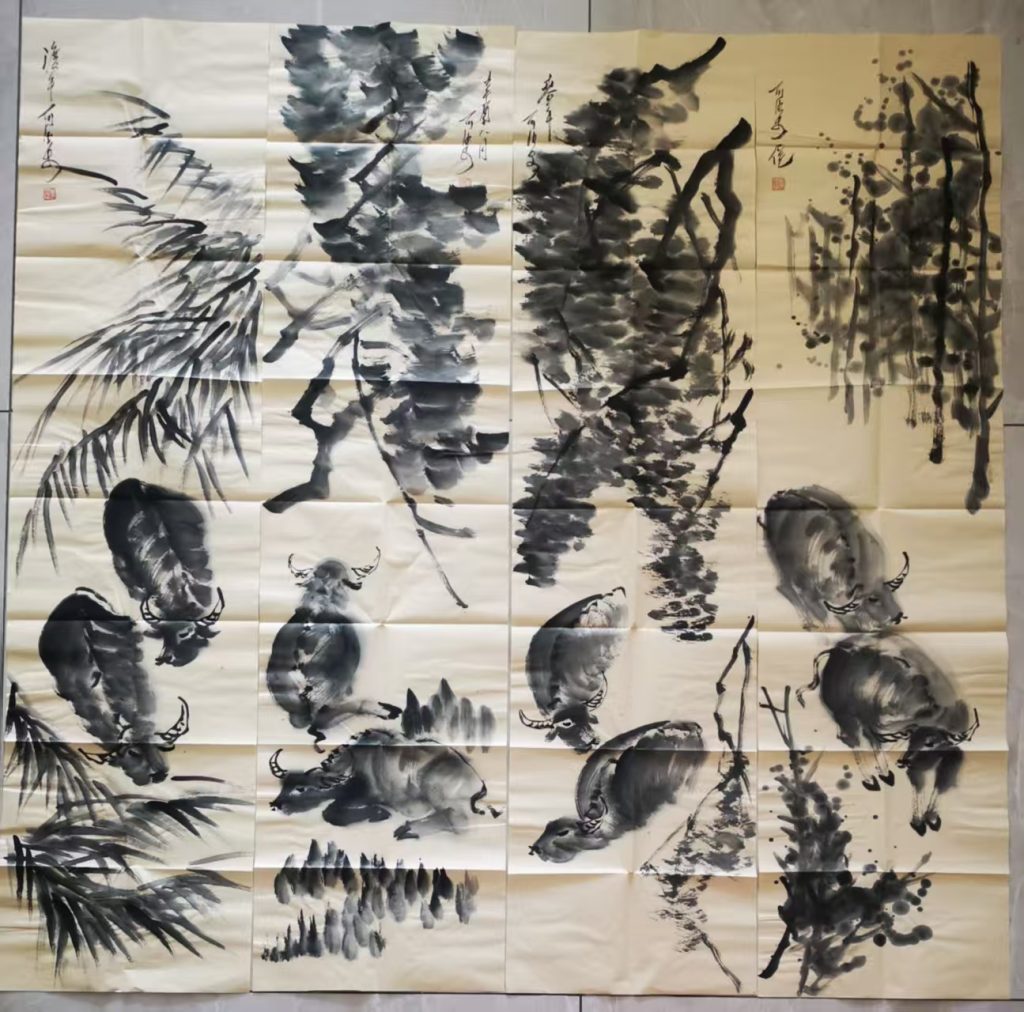 图片[2]-李可染《牧牛图》八条屏-嘉诚艺术