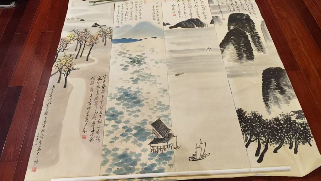 图片[1]-齐白石《山水画》四条屏-嘉诚艺术