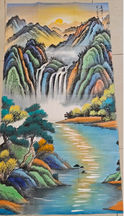 仇英《秋山瀑布》-嘉诚艺术