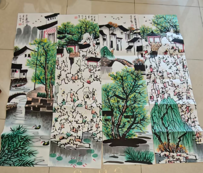 吴冠中《江南水乡》四条屏-嘉诚艺术