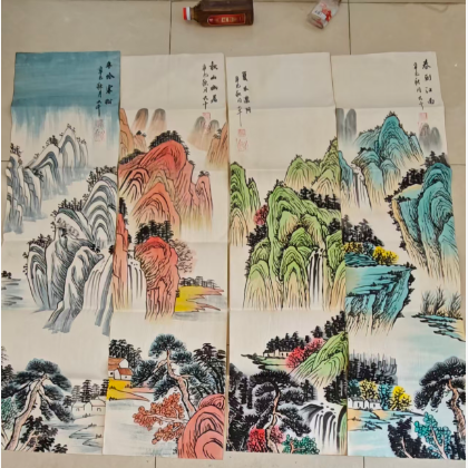 张大千《春夏秋冬》四条屏-嘉诚艺术