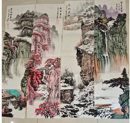 李可染《山水图》四条屏-嘉诚艺术