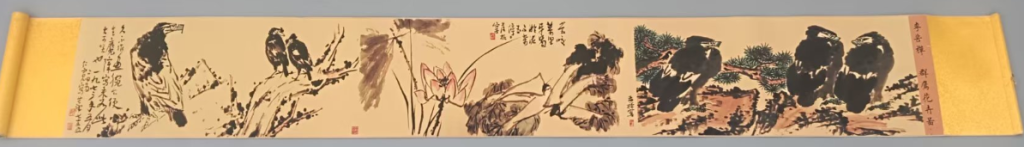 图片[1]-李苦禅《群鹰花卉图》-嘉诚艺术