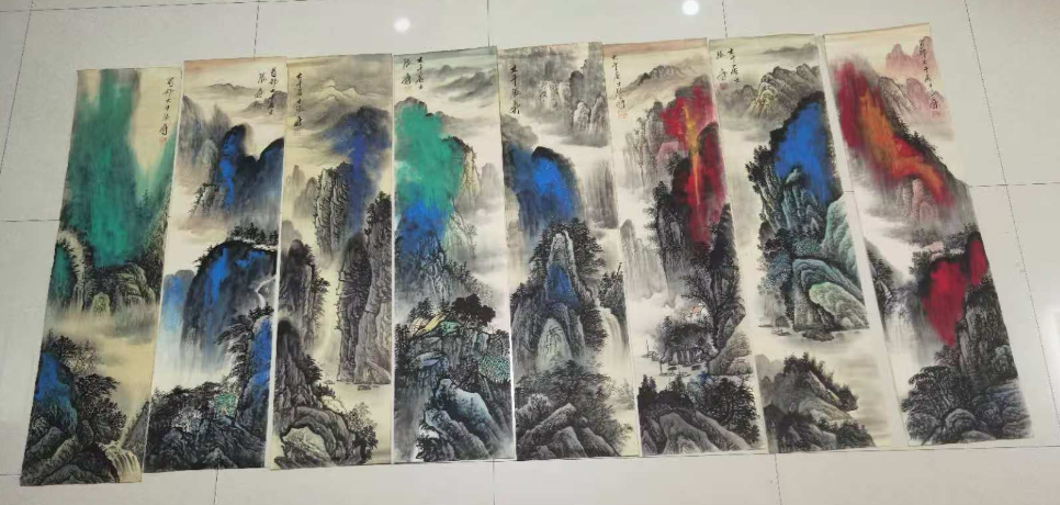 张大千《山水图》八条屏-嘉诚艺术