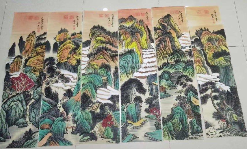 沈周《山水图》十二条屏