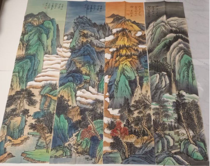 张大千《山水图》四条屏-嘉诚艺术