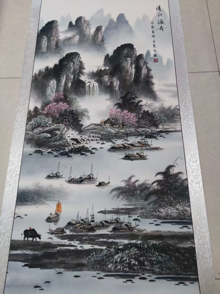 图片[1]-陈克永《清江渔舟》-嘉诚艺术