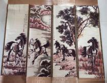 徐悲鸿《骏马图》四条屏-嘉诚艺术