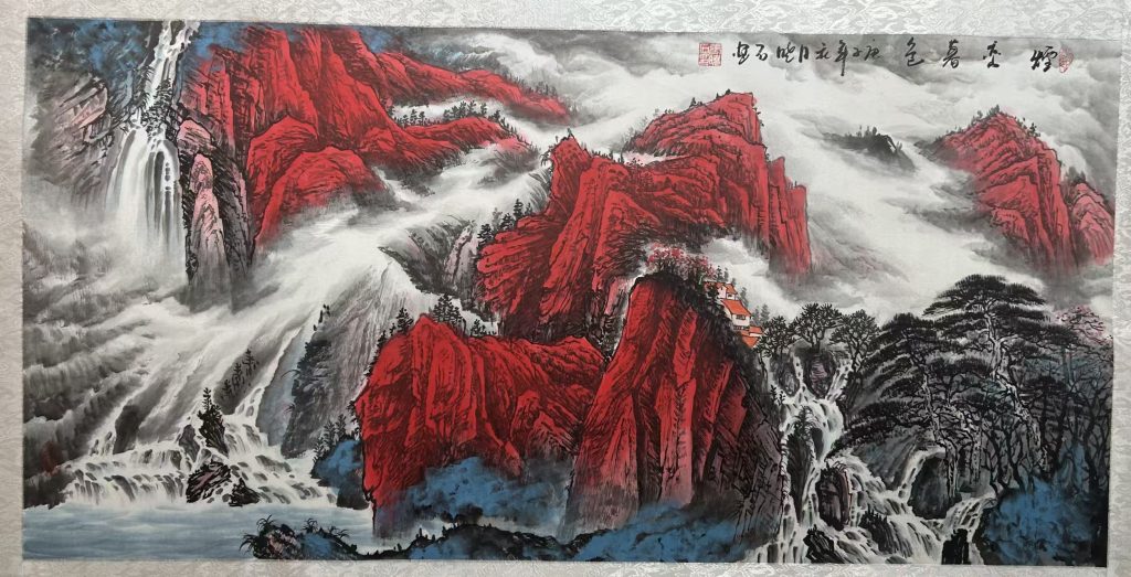 图片[1]-张晓石《烟峦暮色》-嘉诚艺术