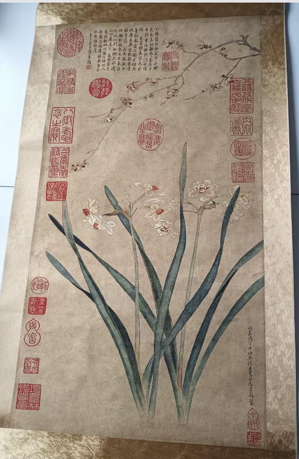 仇英《水仙腊梅》-嘉诚艺术