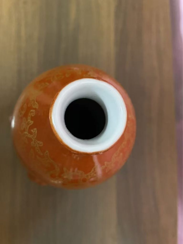 图片[3]-乾隆御制《珊瑚红釉描金缠枝枝花卉彩带官窟葫芦瓶》-嘉诚艺术
